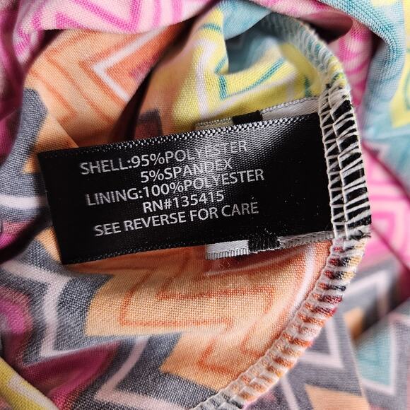 Coogi Beach Coverup Dress Womens S Chevron Colorful Y2K Mini Halter Padded Bra - Picture 12 of 16